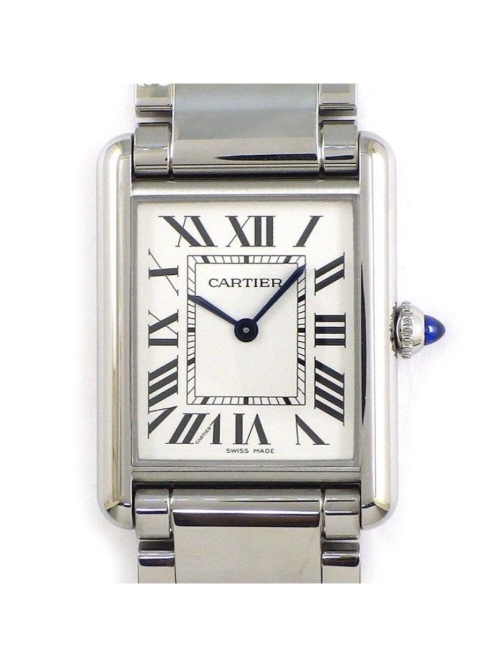 Cartier Watch Tank Must LM Rectangular Silver Dial Roman Index SS Quartz Analog